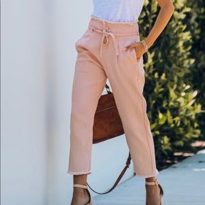 Hannah High Rise Pocketed Frayed Denim Pants